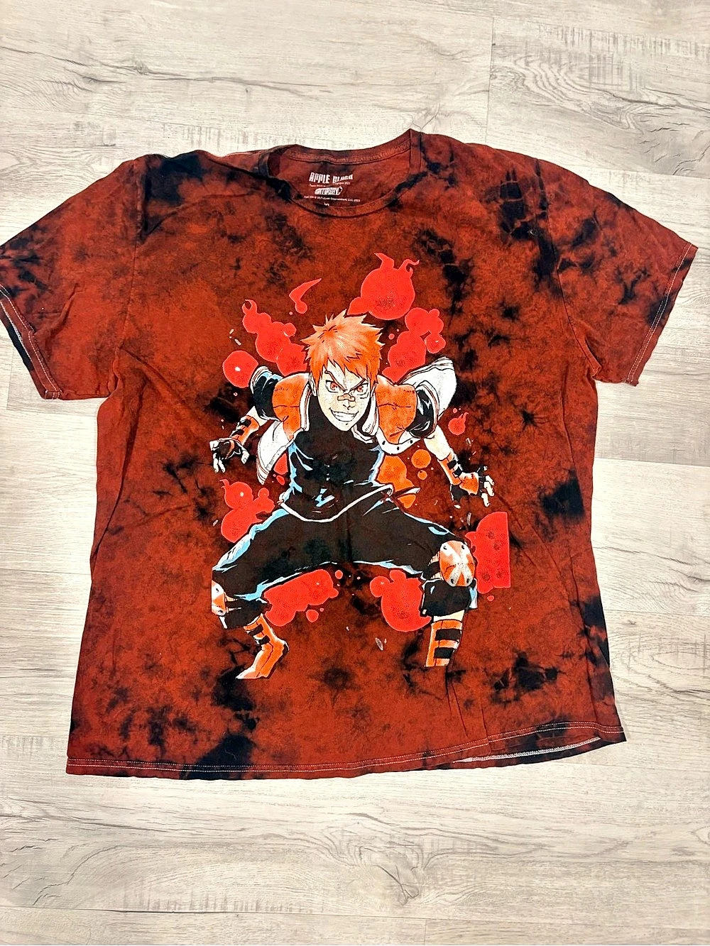 Ripple Junction Anime Graphic Tie-Dye Tee Red Black XL Like New